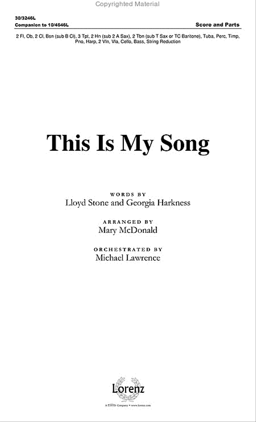 This Is My Song - Orchestral Score and Parts Choir scores gallery preview page 2