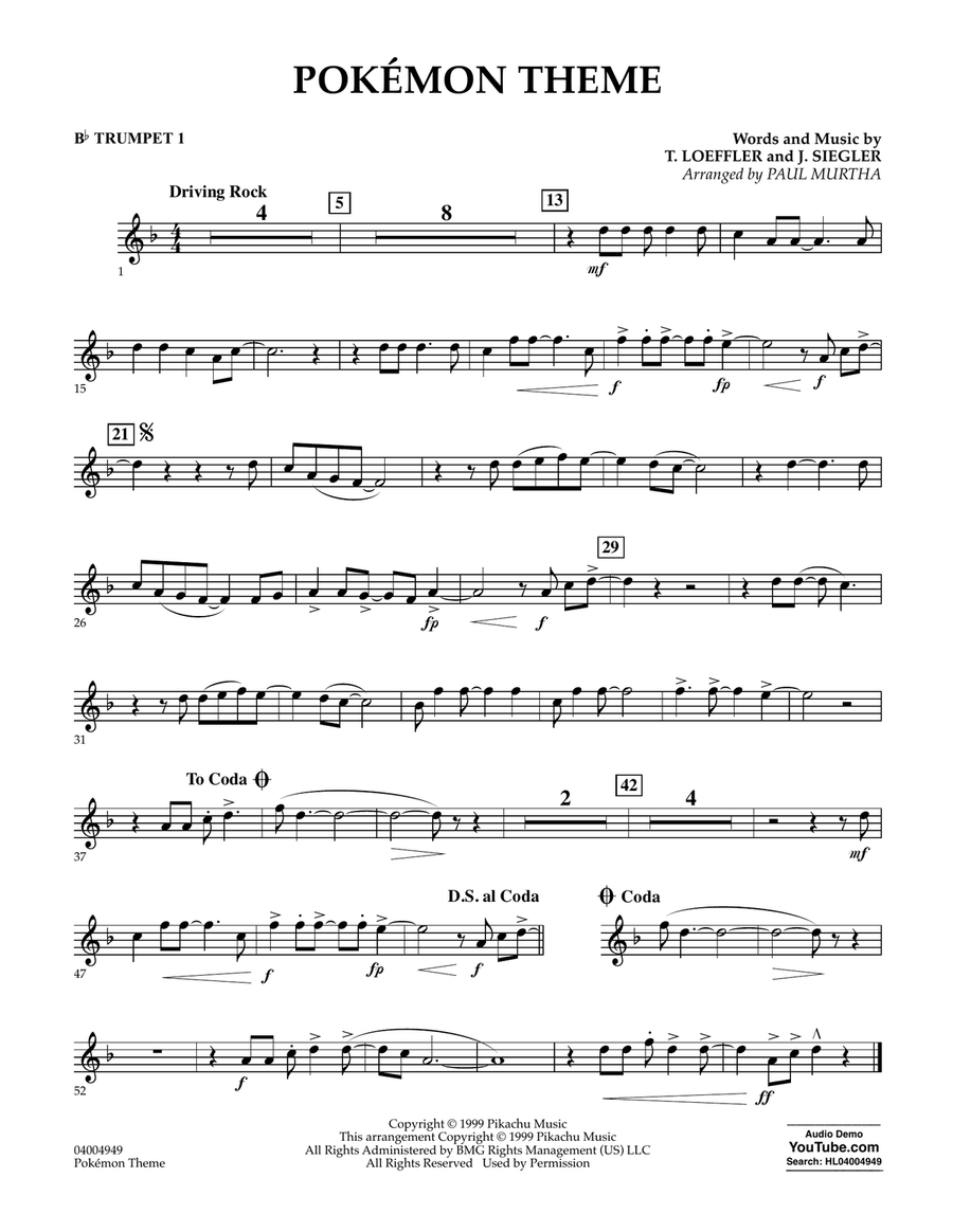 Pokemon Theme - Bb Trumpet 1 Concert Band scores gallery preview page 1