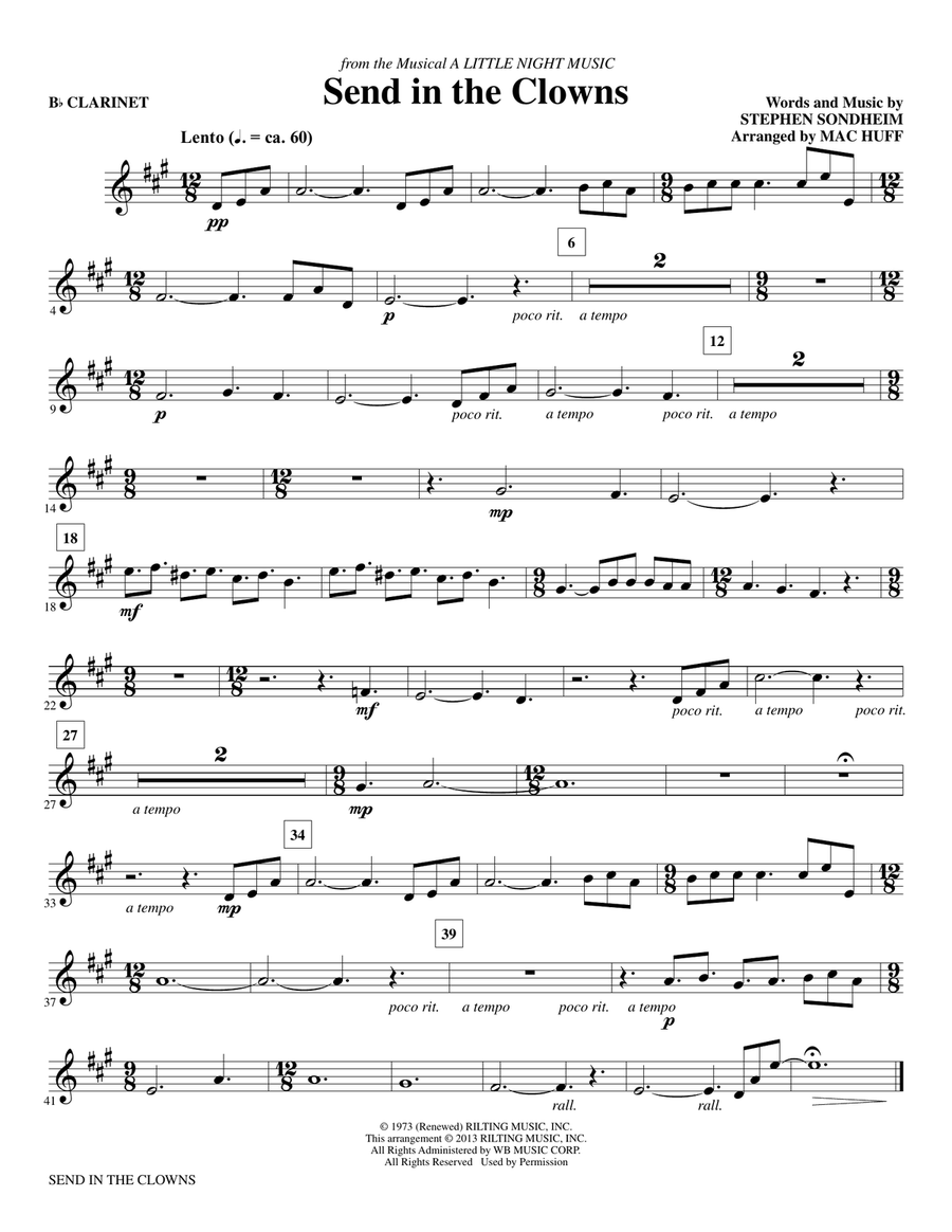 Send in the Clowns - Bb Clarinet