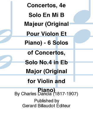 Book cover for 6 Solos De Concertos, 4e Solo en Mi B Majeur Op. 141, No. 6
