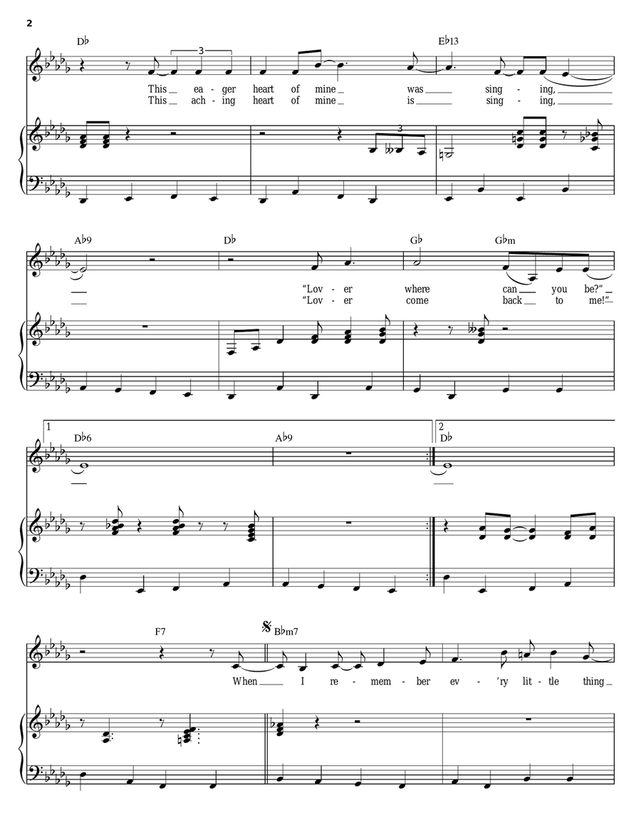 Lover, Come Back To Me Piano, Vocal scores gallery preview page 2