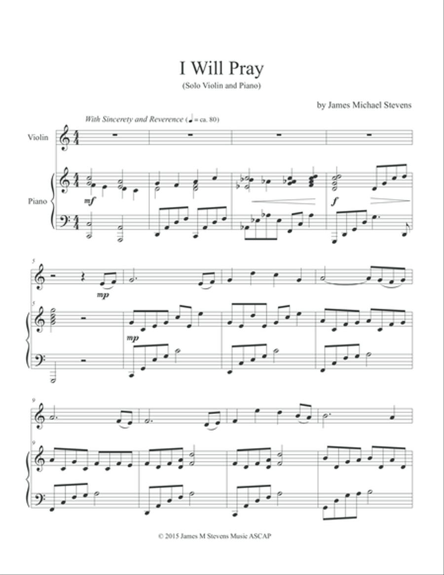 I Will Pray (Violin Solo with Piano) I Will Pray (Violin Solo with Piano) Violin Solo scores gallery preview page 2