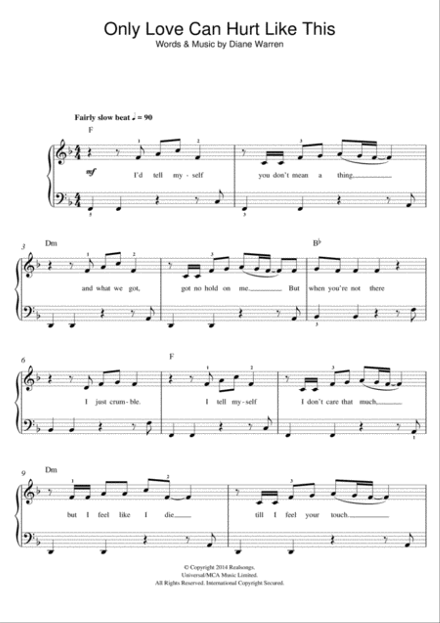 Only Love Can Hurt Like This Piano scores gallery preview page 1