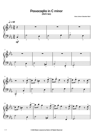 Book cover for Passacaglia in C minor (EASY PIANO) (BWV 582) [Johann Sebastian Bach]