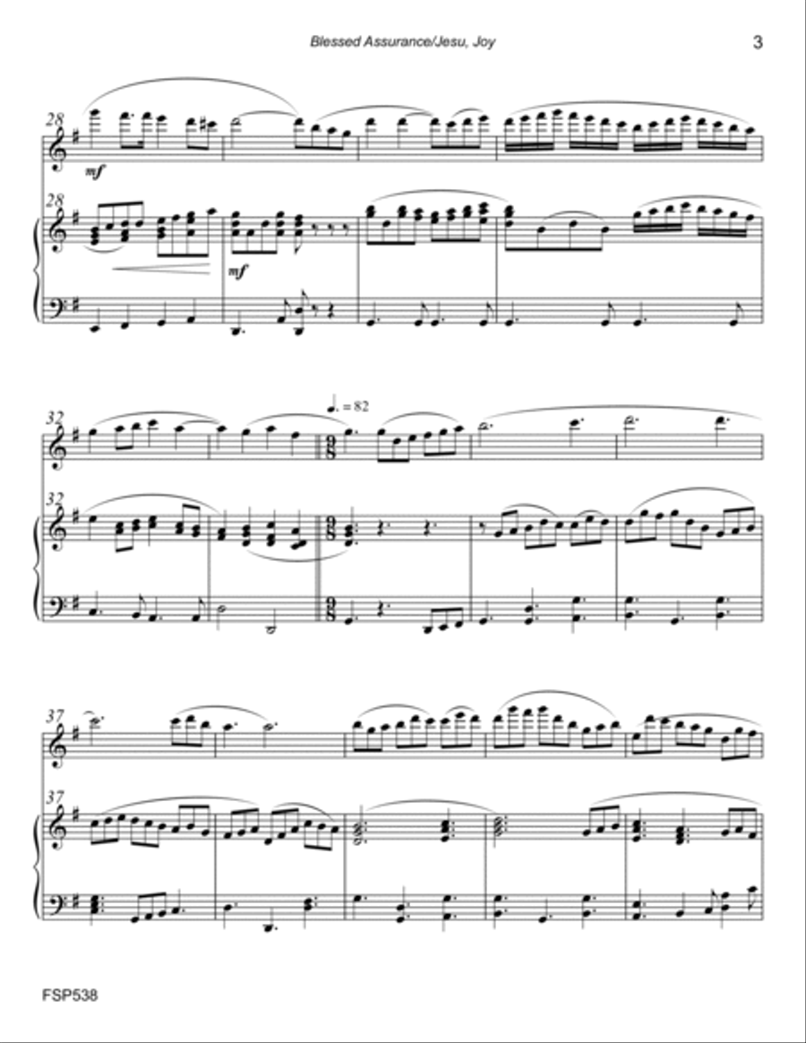 BLESSED ASSURANCE & JESUS JOY OF MAN'S DESIRING - FLUTE SOLO with Piano Accompaniment Flute Solo scores gallery preview page 3