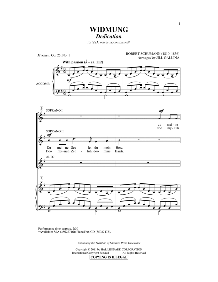 Widmung SSA scores gallery preview page 1