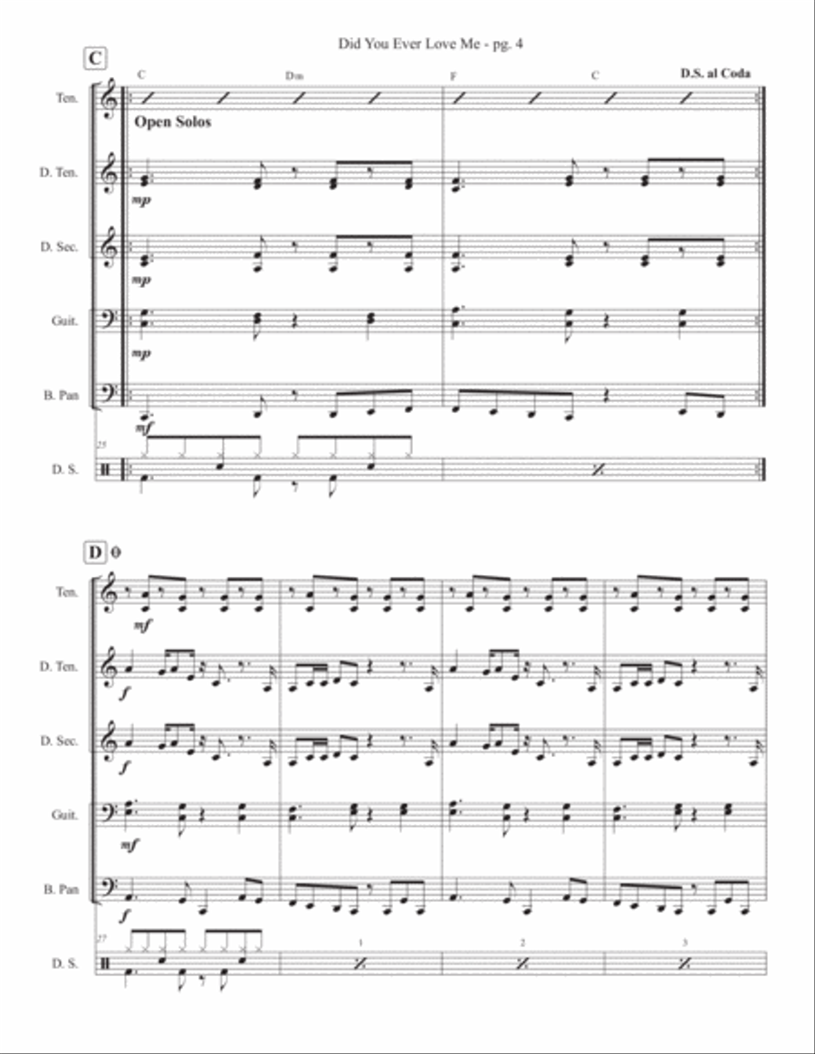 Did You Ever Love Me Percussion Ensemble scores gallery preview page 4