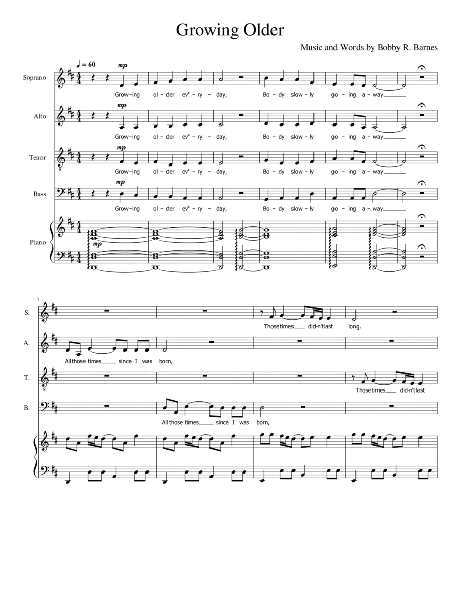Growing Older 4-Part scores gallery preview page 1