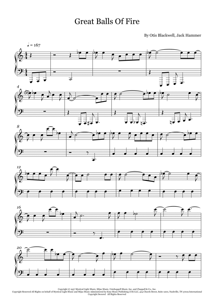 How To Play Great Balls Of Fire On Piano Easy Great Balls Of Fire by Jerry Lee Lewis - Easy Piano - Digital Sheet