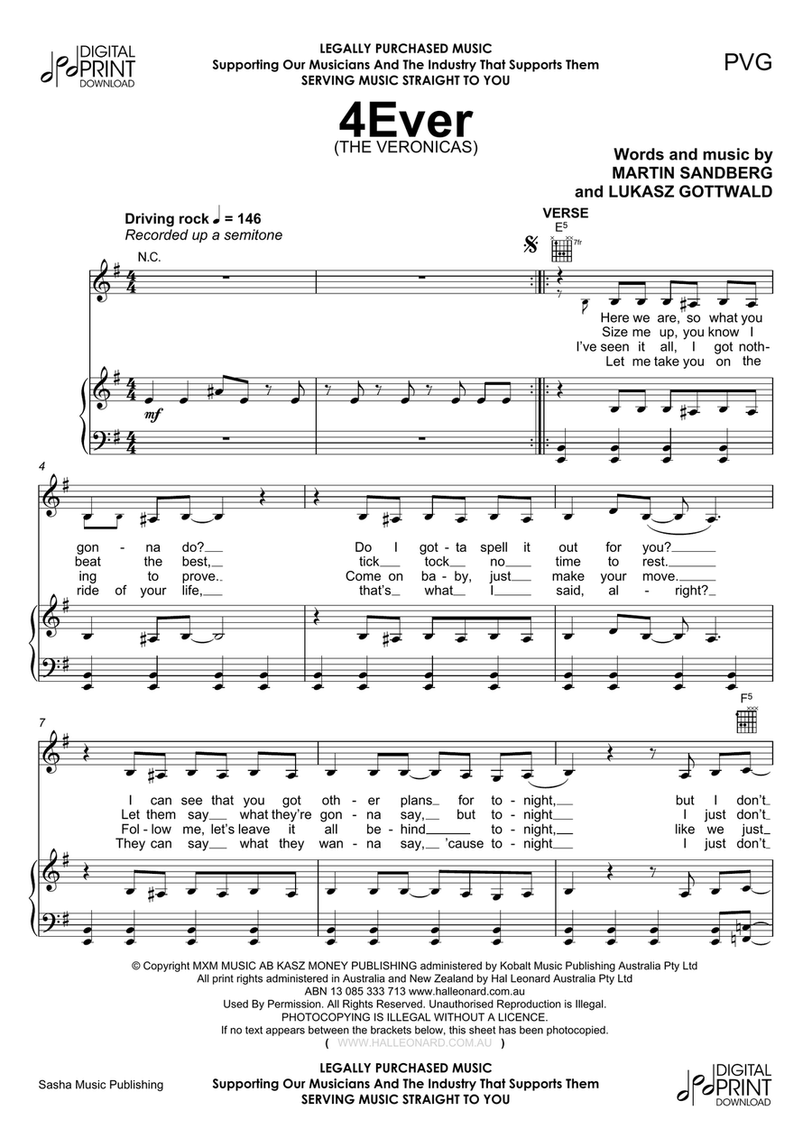 4Ever Piano, Vocal, Guitar scores gallery preview page 1