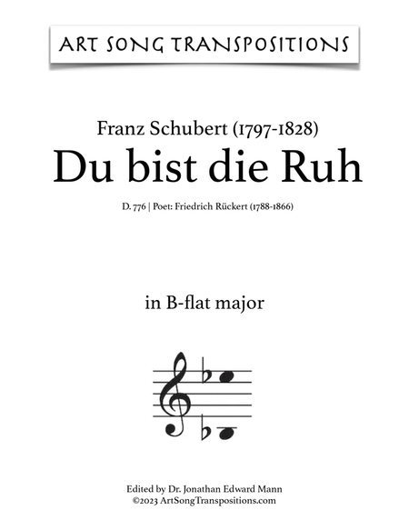 SCHUBERT: Du bist die Ruh, D. 776 (transposed to B-flat major)