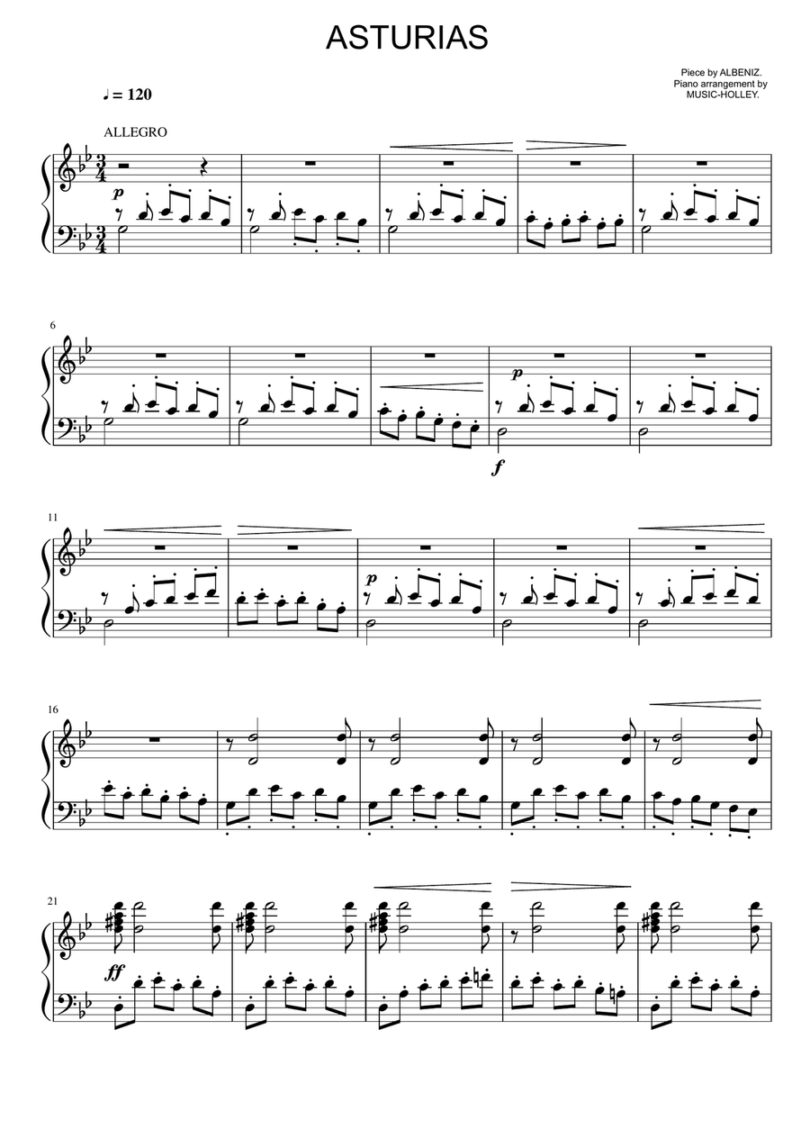 Albéniz - Asturias (easy piano sheet) image number null