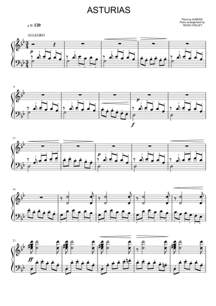 Albéniz - Asturias (easy piano sheet) image number null