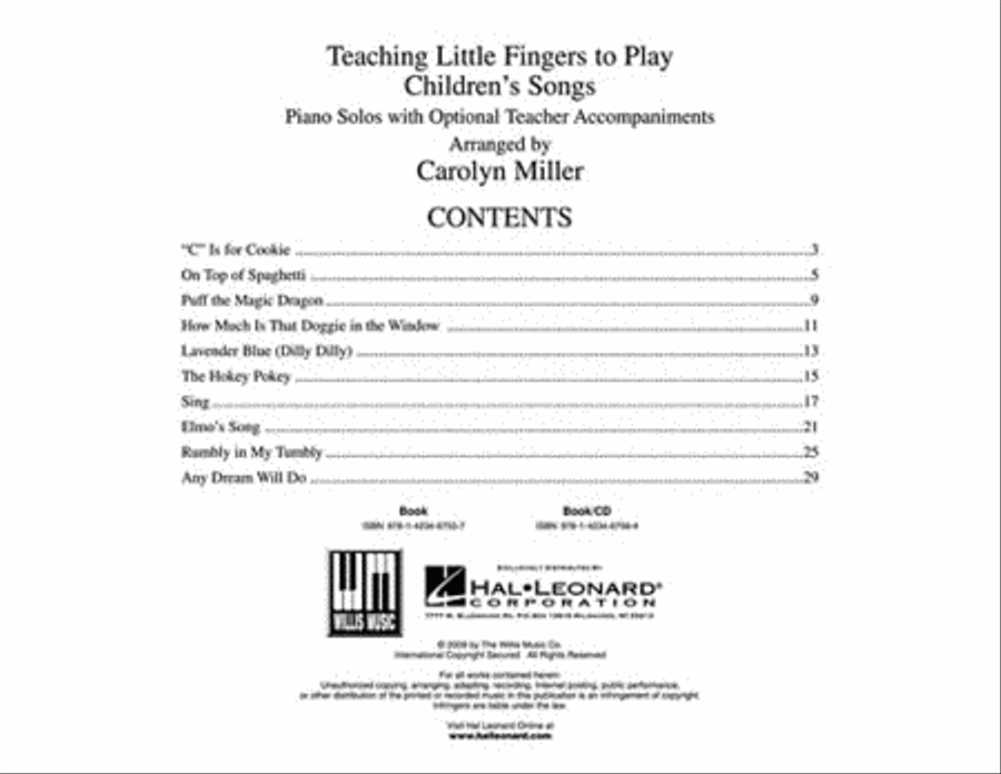 Teaching Little Fingers to Play Children's Songs Piano Method scores gallery preview page 2