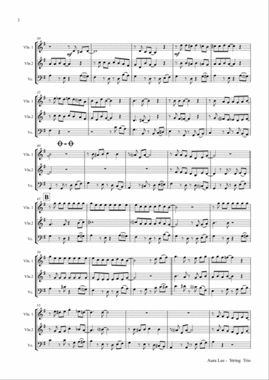 Aura Lee - Love me tender - Elvis - String Trio String Trio scores gallery preview page 2
