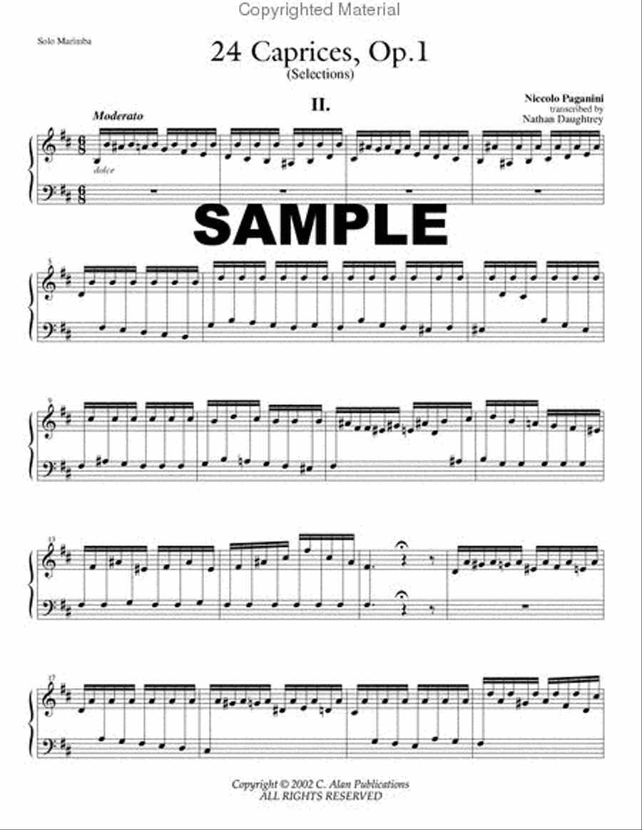 24 Caprices, No. 2 in B Minor Percussion Ensemble scores gallery preview page 2