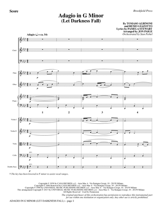 Book cover for Adagio In G Minor (Let Darkness Fall) - Full Score