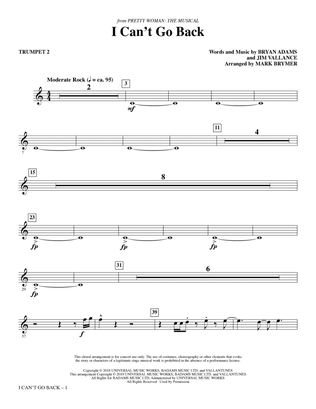 Book cover for I Can't Go Back (from Pretty Woman: The Musical) (arr. Mark Brymer) - Trumpet 2