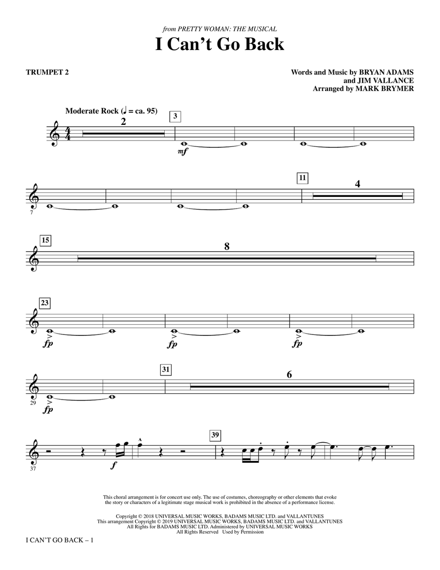 I Can't Go Back (from Pretty Woman: The Musical) (arr. Mark Brymer) - Trumpet 2