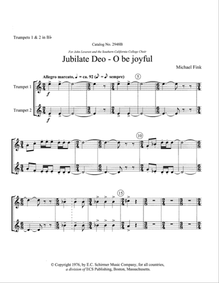 Jubilate Deo (O Be Joyful) Choir scores gallery preview page 1
