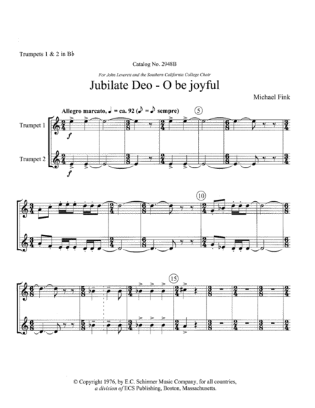 Jubilate Deo (O Be Joyful) (Downloadable Instrumental Parts)