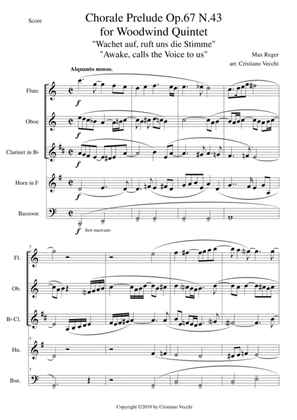 Chorale Prelude Op.67 N.43 for Woodwind Quintet