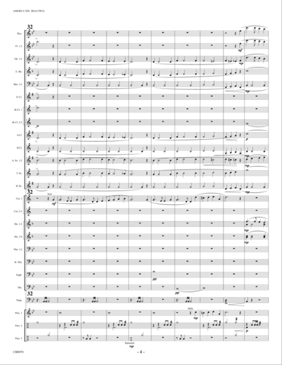 AMERICA THE BEAUTIFUL arranged for CONCERT BAND grade 3 Concert Band scores gallery preview page 4