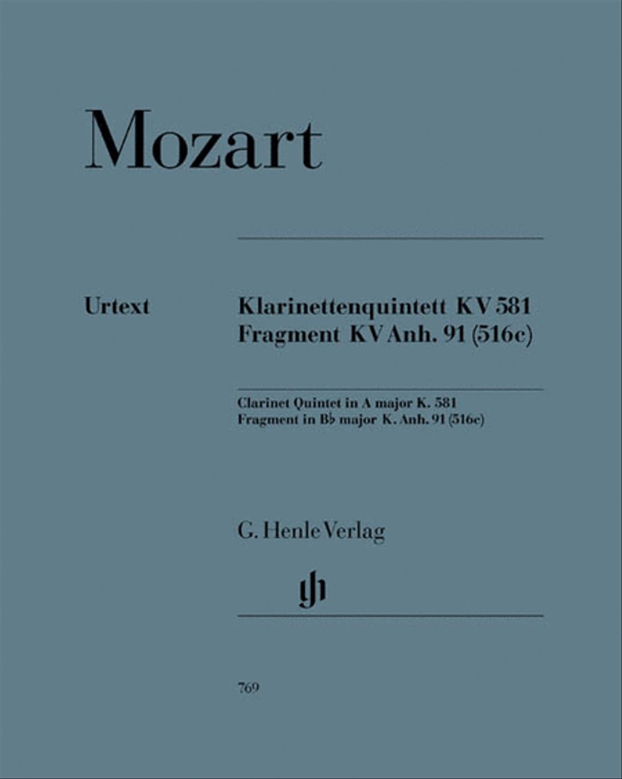 Clarinet Quintet A Major K581 and Fragment K.Anh. 91 (516c) Clarinet scores gallery preview page 1