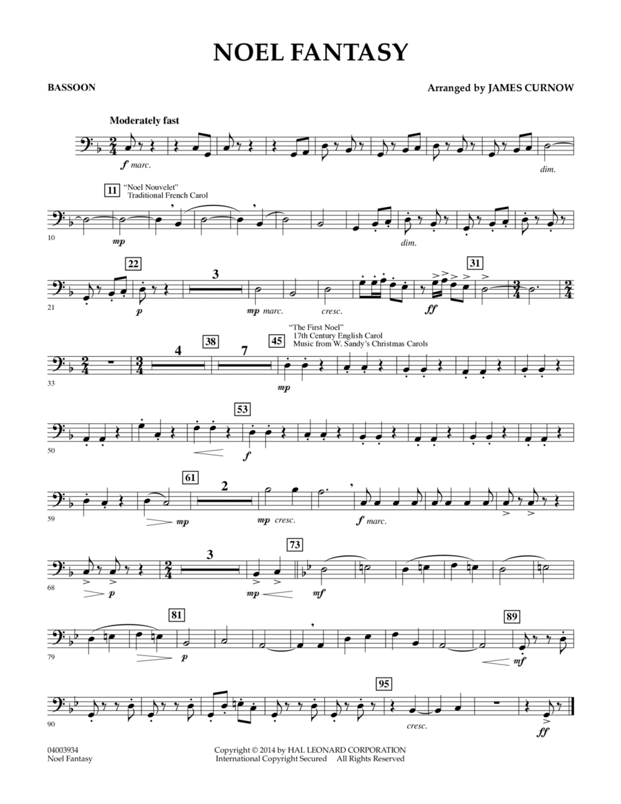 Noel Fantasy - Bassoon Concert Band scores gallery preview page 1