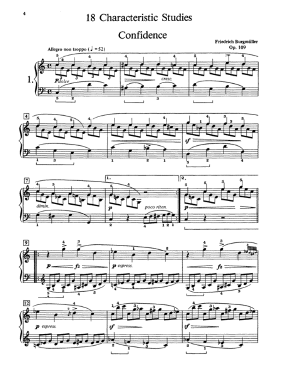 Burgmüller -- 18 Characteristic Studies, Op. 109 Piano Method scores gallery preview page 3