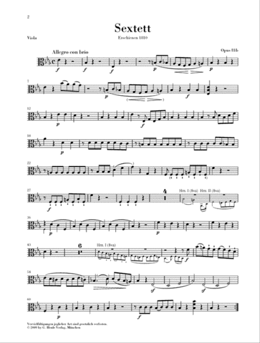 Sextet in E-flat Major, Op. 81b Horn scores gallery preview page 6