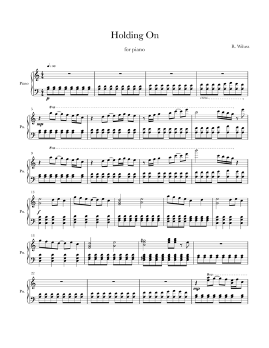 Holding On Piano Solo scores gallery preview page 1