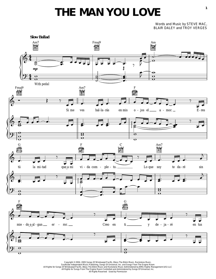 The Man You Love Piano, Vocal, Guitar scores gallery preview page 1