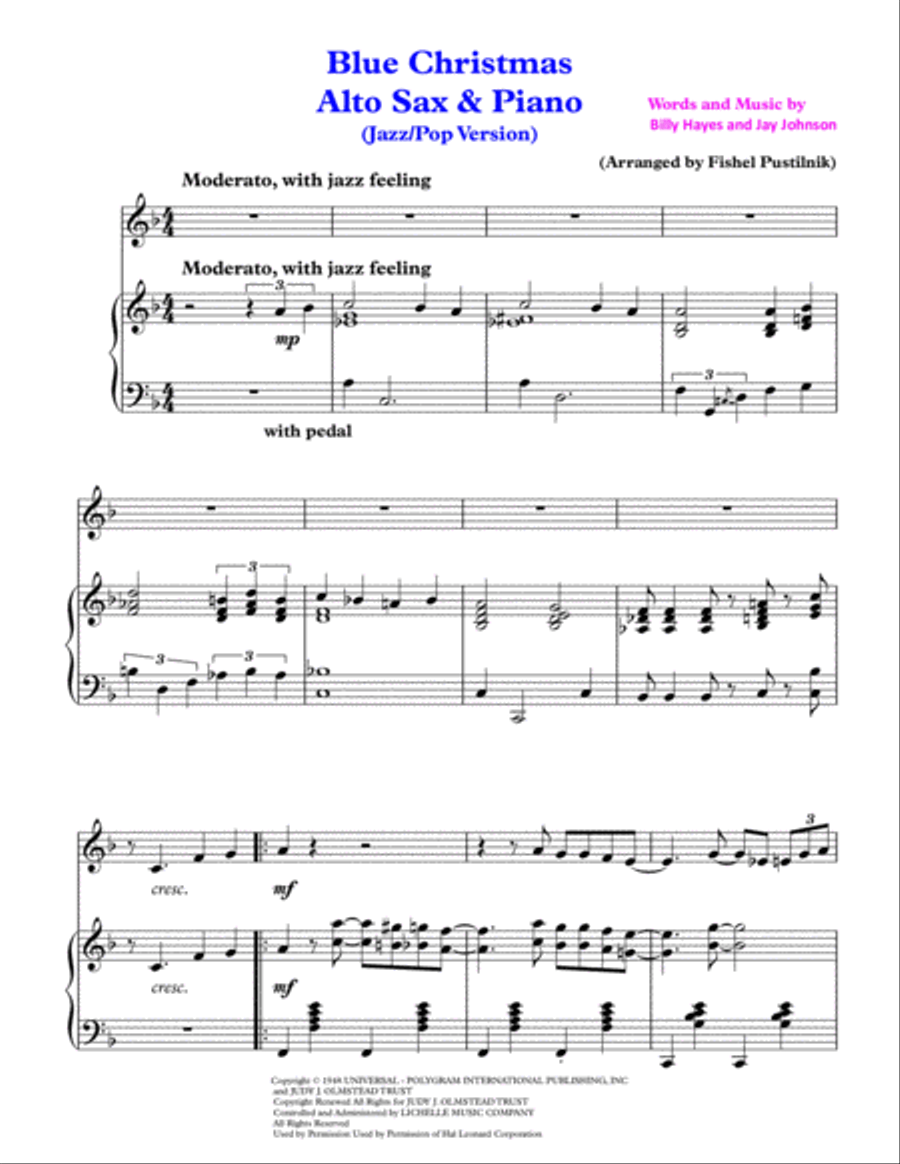 Blue Christmas 2 Pianos, 4-Hands scores gallery preview page 2
