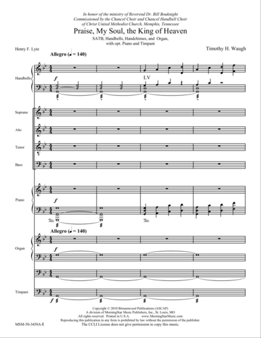Praise, My Soul, the King of Heaven Choir scores gallery preview page 1