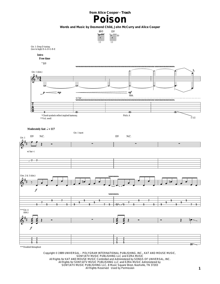 Poison Acoustic Guitar scores gallery preview page 1