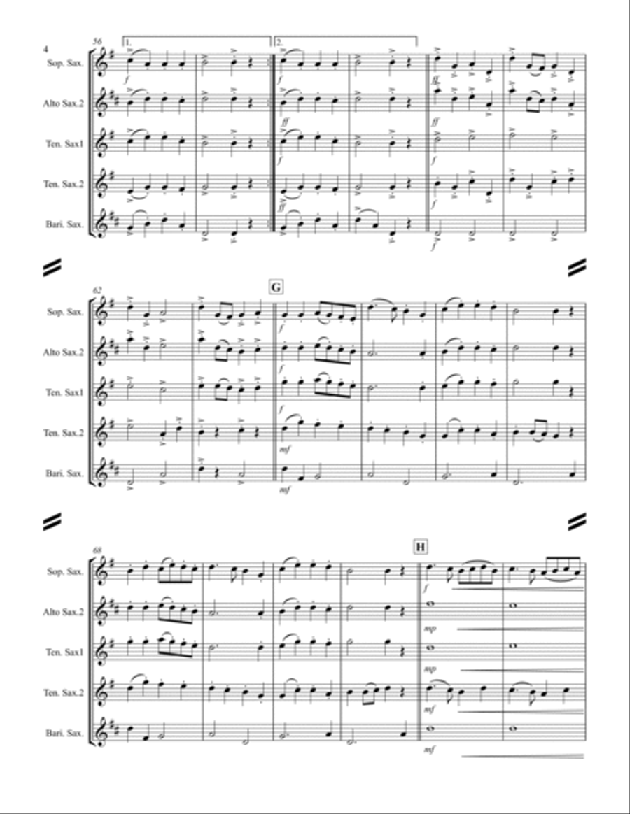 20 Traditional Christmas Carols Volume II (for Saxophone Quintet SATTB or AATTB) Saxophone Quintet scores gallery preview page 5
