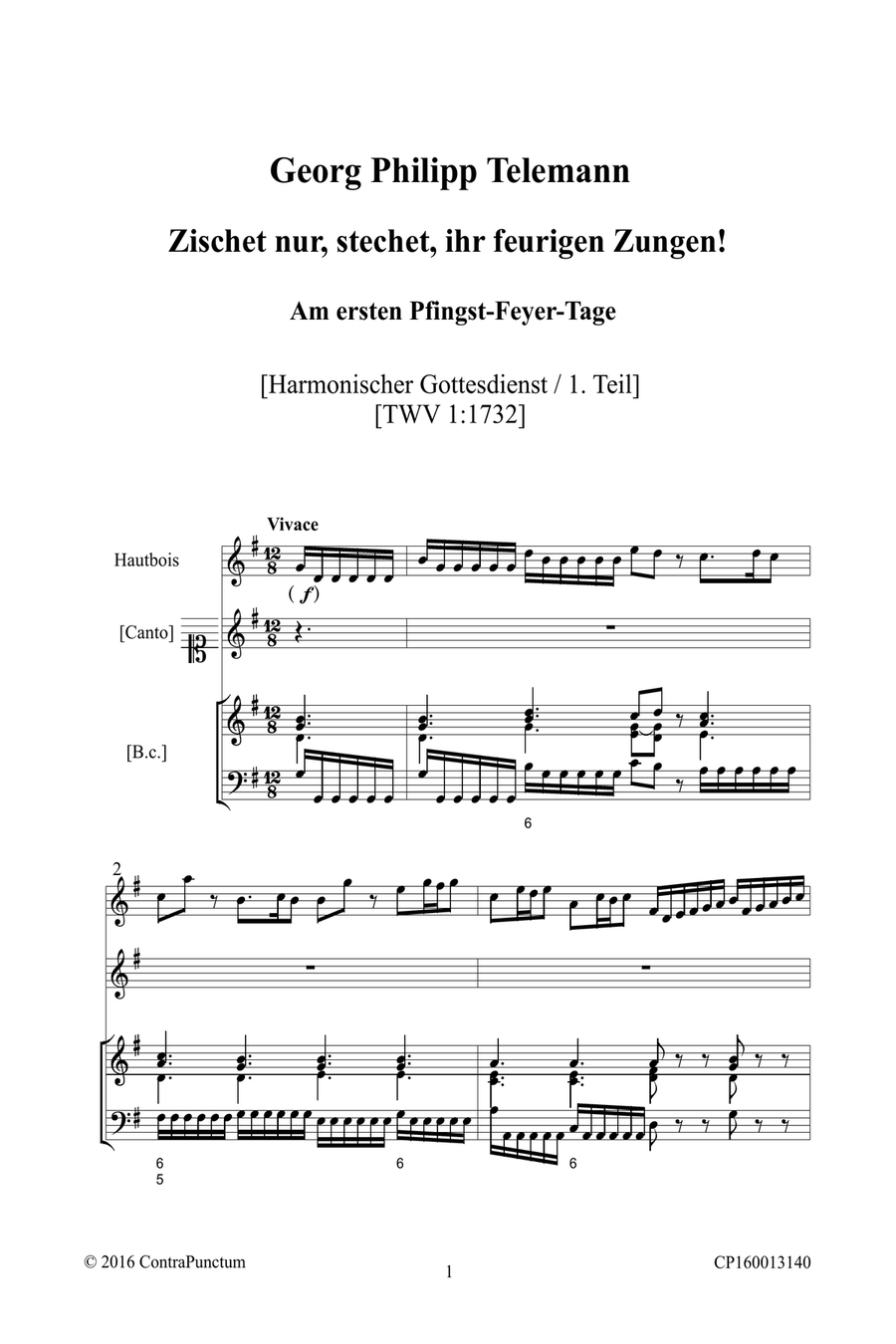 Harmonischer Gottesdienst TWV 1:1732 Zischet nur, stechet, ihr feurigen Zungen! Small Ensemble scores gallery preview page 5