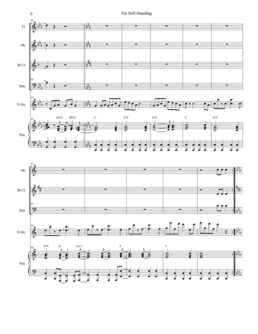 I'm Still Standing Woodwind Quartet scores gallery preview page 6