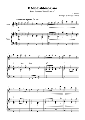 O Mio Babbino Caro - for flute solo (with piano accompaniment and chords)