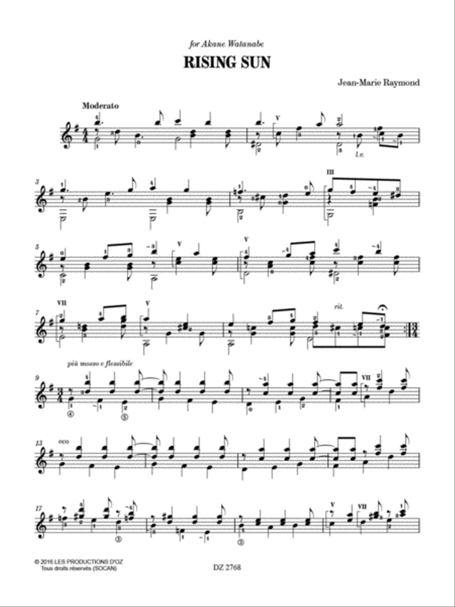 Rising Sun Classical Guitar scores gallery preview page 2