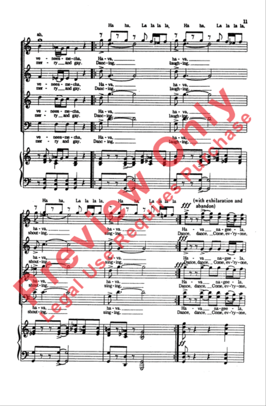 Hava Nageela 4-Part scores gallery preview page 11