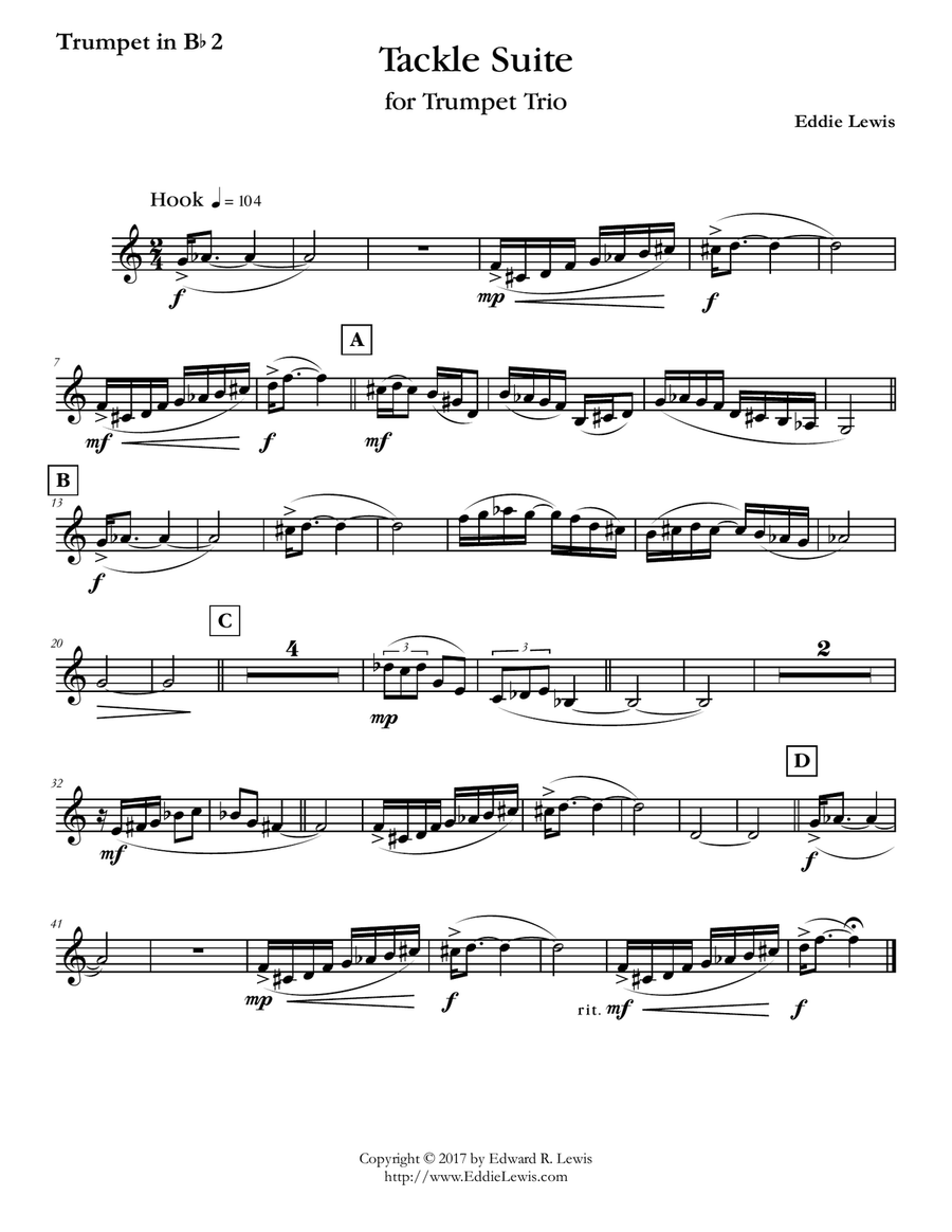 Tackle Suite for Trumpet Trio by Eddie Lewis Trumpet Trio scores gallery preview page 5
