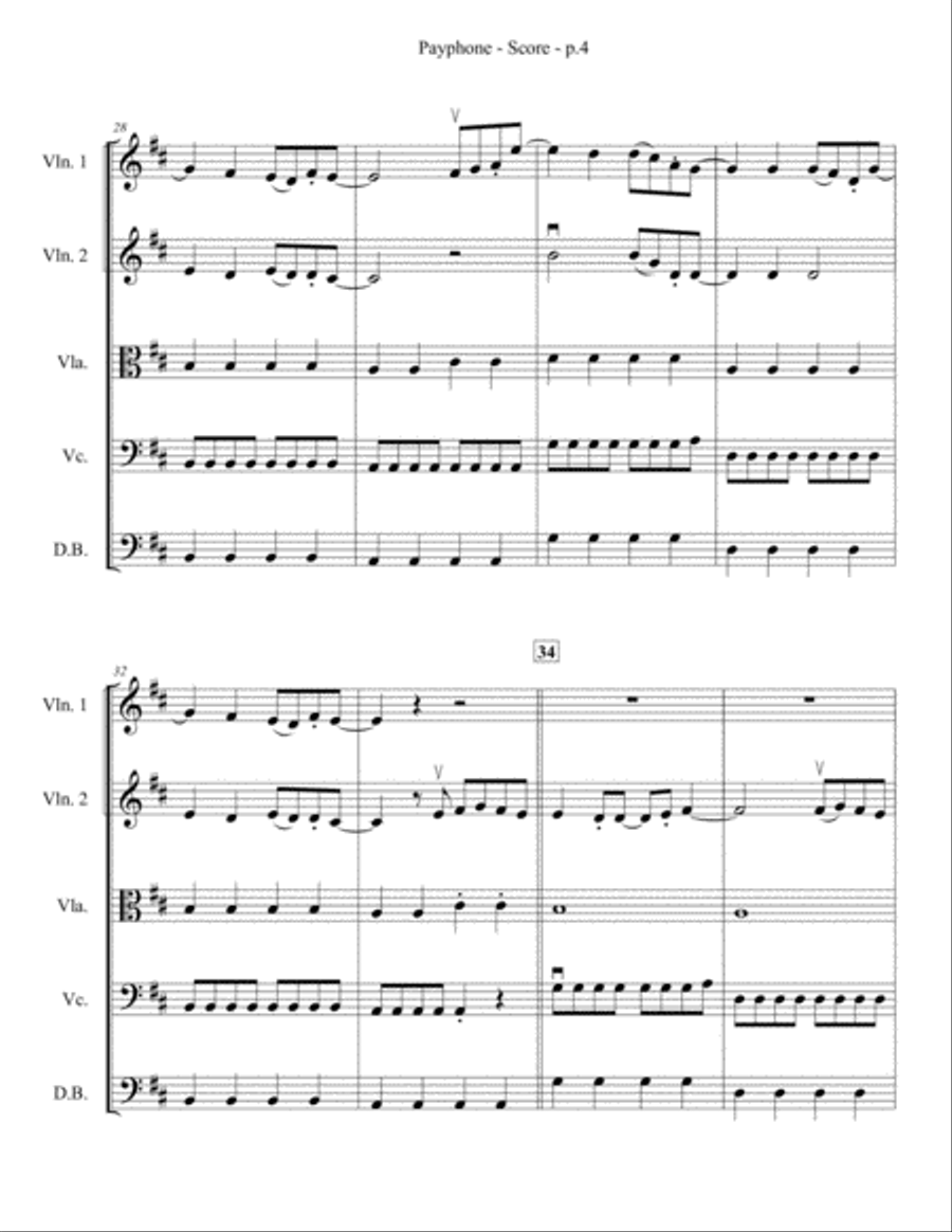 Payphone String Quartet scores gallery preview page 5