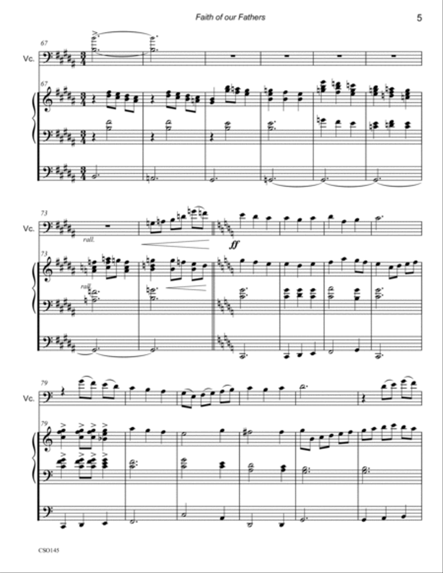 FAITH OF OUR FATHERS - Cello Solo with Organ accompaniment Organ Accompaniment scores gallery preview page 5