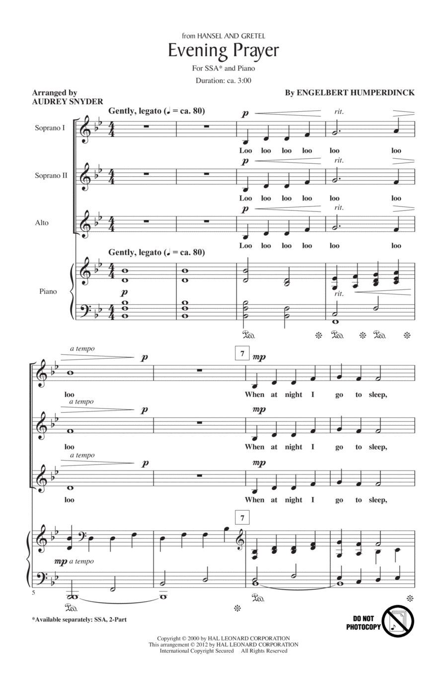 Evening Prayer Evening Prayer SSA scores gallery preview page 1