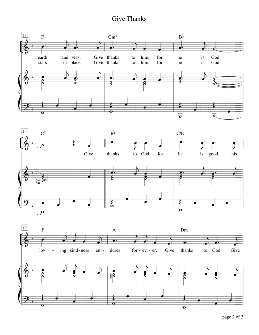 Give Thanks (Psalm 136) Piano, Vocal scores gallery preview page 2