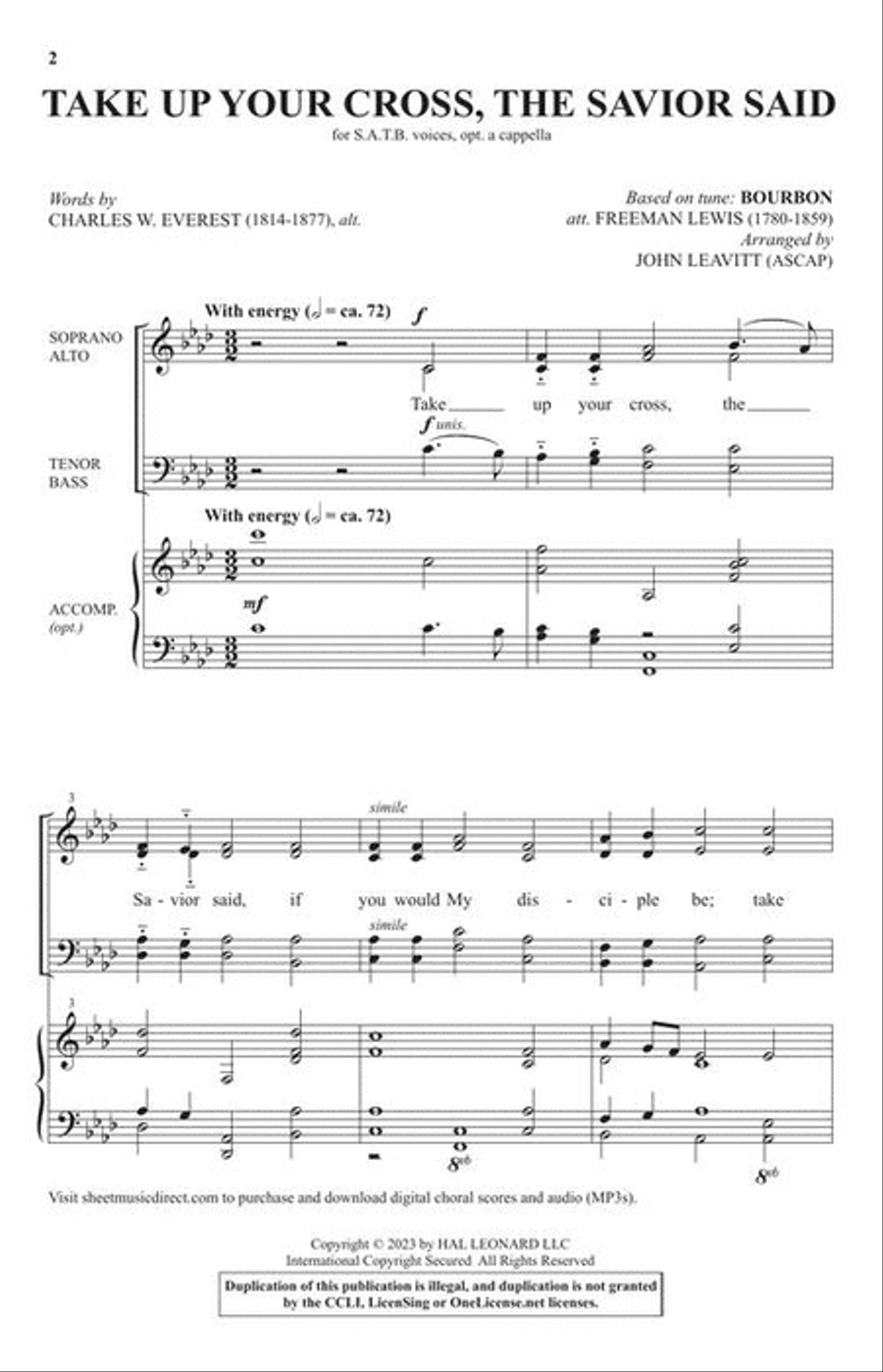 Take Up Your Cross, The Savior Said 4-Part scores gallery preview page 3