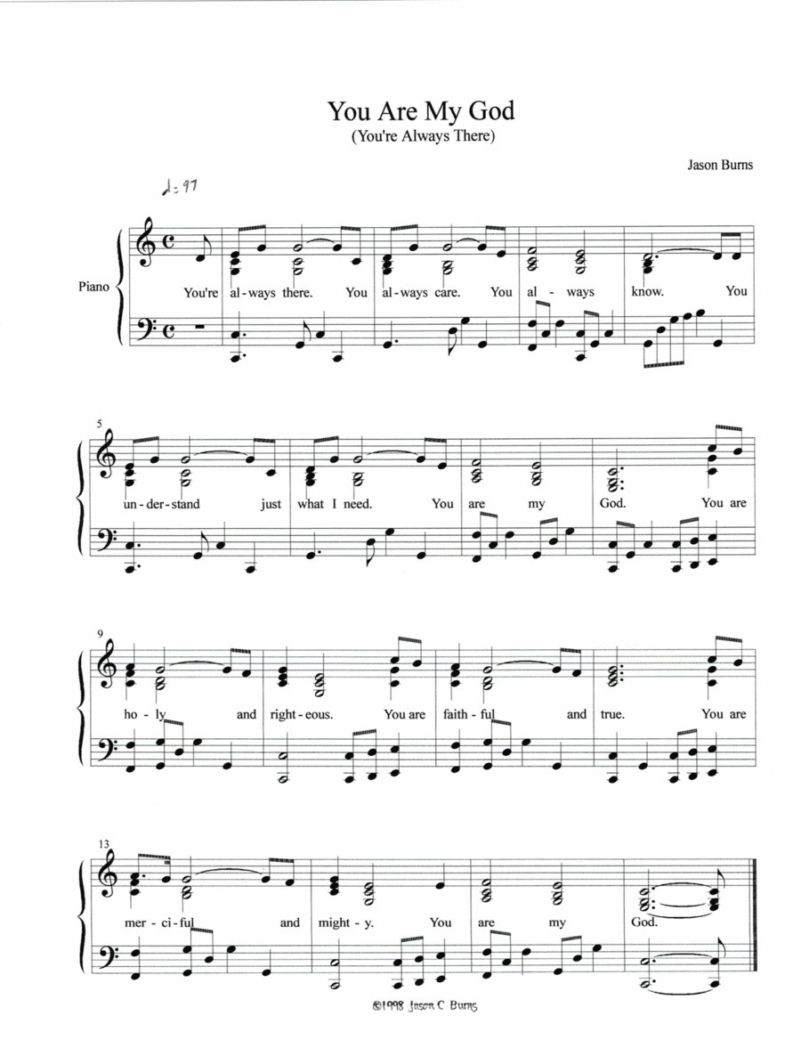 You Are My God (You're Always There) Voice scores gallery preview page 1