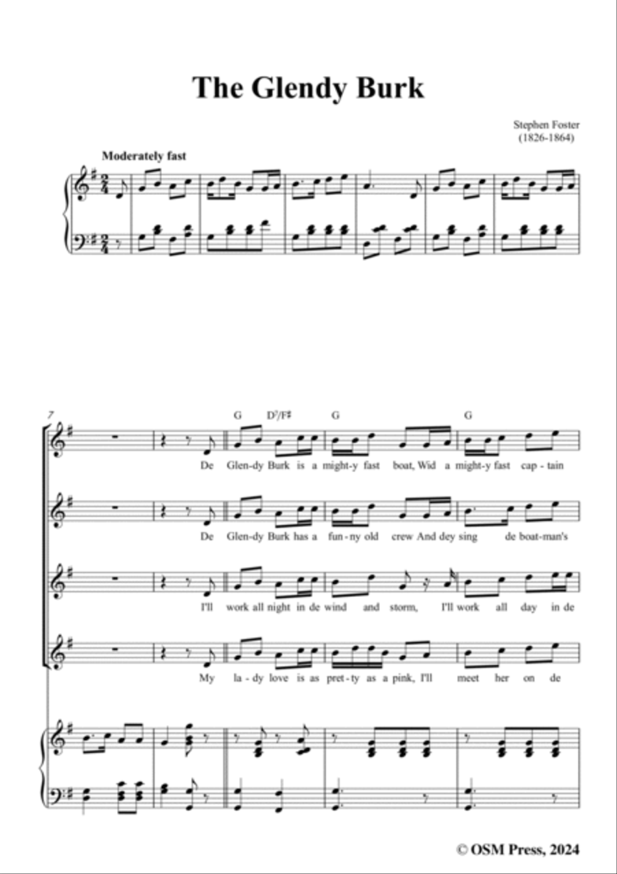 S. Foster-The Glendy Burk,in G Major Voice scores gallery preview page 3